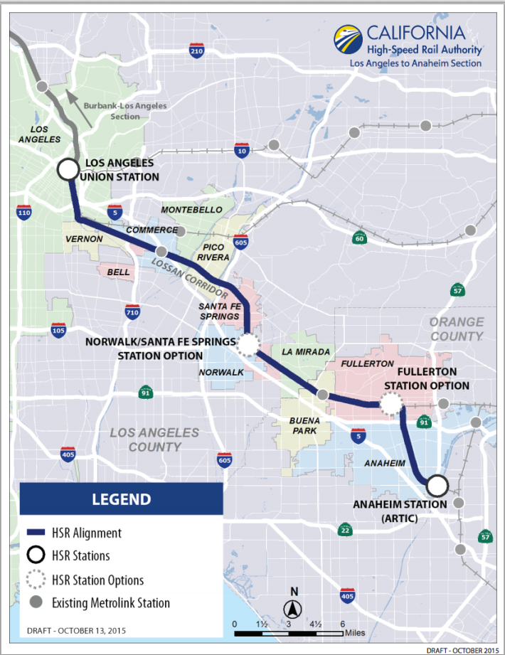 To see a higher-res pdf of the proposed route along the Los Angeles to Anaheim route, click ##http://www.hsr.ca.gov/docs/newsroom/maps/LA_Anaheim_Project_Section_Map_Fall_2015.pdf##here.##