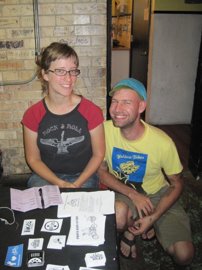 Elly and Joe. Image via ##http://www.bikeprovo.org/reporting-from-the-bike-brunch-tour/##Bike Provo##