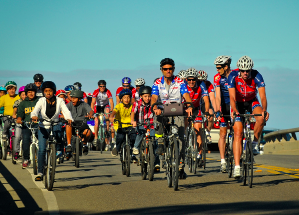 Oceano students join veterans on the California Ride 2 Recovery. Photo courtesy Ride 2 Recovery.