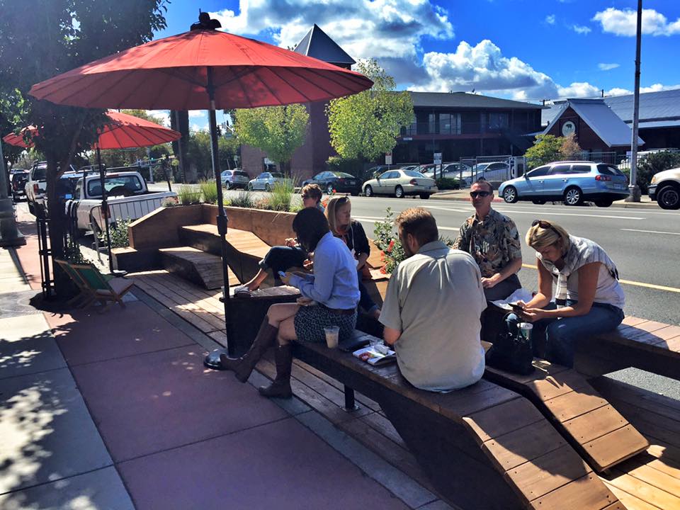 The Popup Parklet at Market Hall in Redding. Image: Catalyst Young Professionals