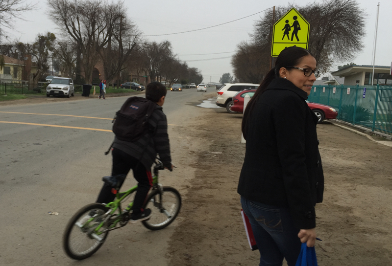 Students often have to walk or ride their bikes to school along dirt to get to Tipton Elementary School District. Tulare County applied for and ATP grant to build a sidewalk on Evans Road. Photo courtesy County of Tulare