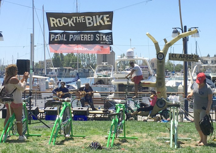 Rock the Bike offered live music, powered by audience members on stationary bikes.