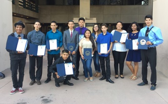 Anaheim High School students who participated in the Active Transportation Leadership Program