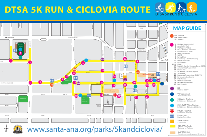 The route for this year's 5k/Ciclovia. Image: City of Santa Ana