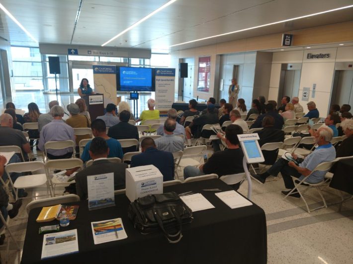 More than 60 people came April 6 at ARTIC to the open house for an update on the Los Angeles-Anaheim portion of the High-Speed Rail. Photo by Kristopher Fortin