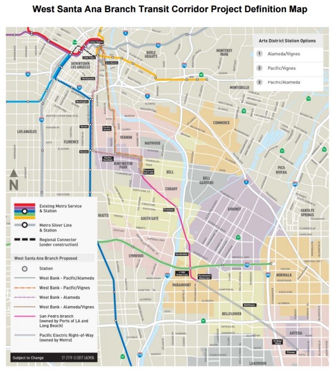 Metro West Santa Ana Branch Light Rail Alignments Narrowed ...