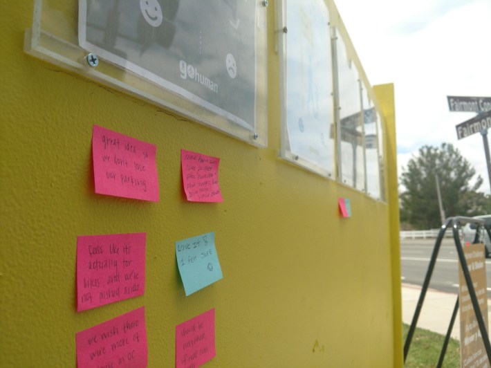 Comments left at one of the Go Human stations along the demonstration route.