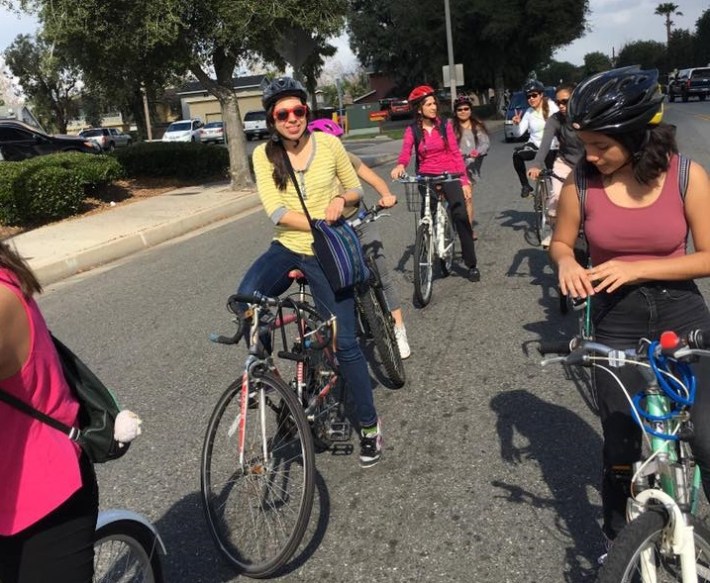SAASy Mujeres bike ride headed south on Lincoln Avenue in Santa Ana.