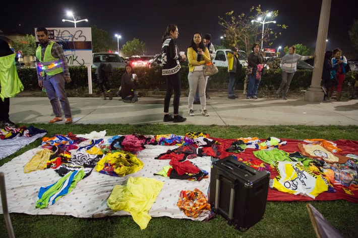 The Bicycle Tree donated bike jerseys to SAAS to be given for free during the Walk of Lights. Image: Santa Ana Active Streets
