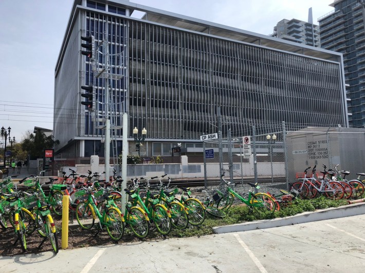 Reader George Seikaly send in this photo of various bike-share bikes in San Diego.
