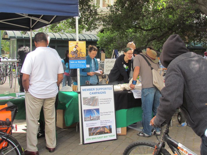 Bike East Bay talked to riders about the work they do. Photo: Melanie Curry/Streetsblog
