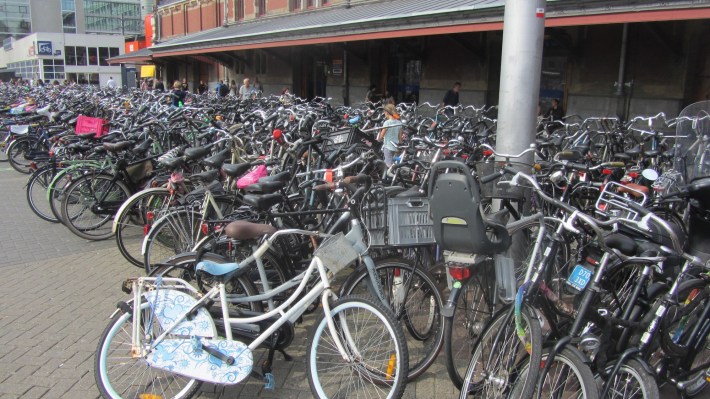 Bike parking at Central Station in Amsterdam. Photo by Bentham Paulos