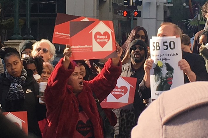 Opponents of SB 50 in this case were not city zoning officials but affordable housing and homeless advocates including Moms 4 Housing. Photo by Melanie Curry/Streetsblog