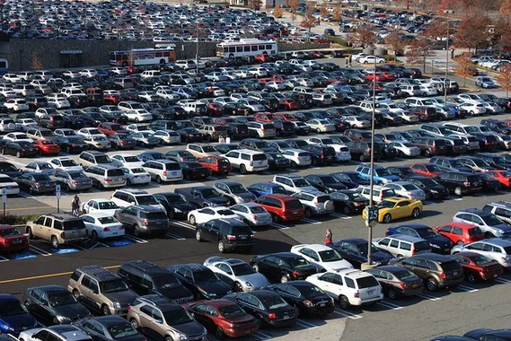 a vast parking lot full of cars