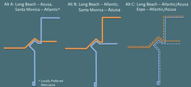 Schematic map of Metro Connector proposals