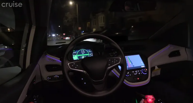dashboard of driverless car at night
