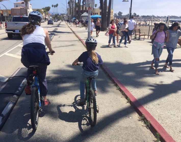 Santa Cruz Beach Street protected bike lane