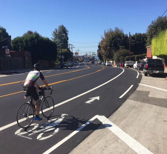 New bike lanes on Channel Road - photos by Joe Linton/Streetsblog L.A.