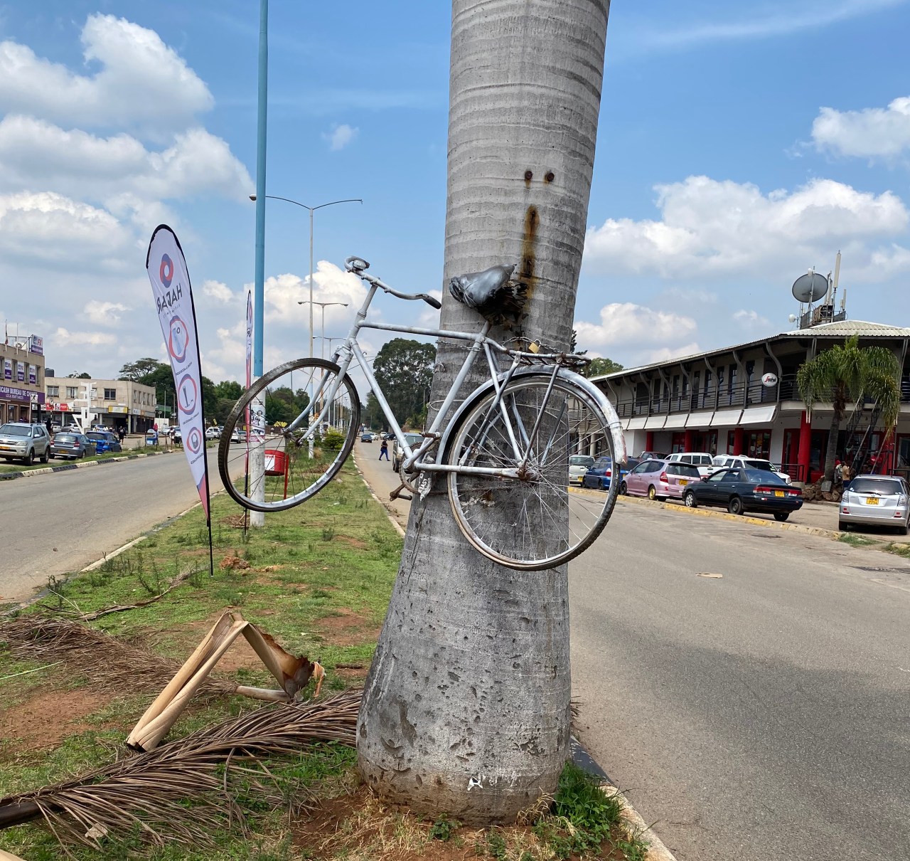 Ghost bikes are universal. Harare, Zimbabwe. Photo by Melanie Curry/Streetsblog