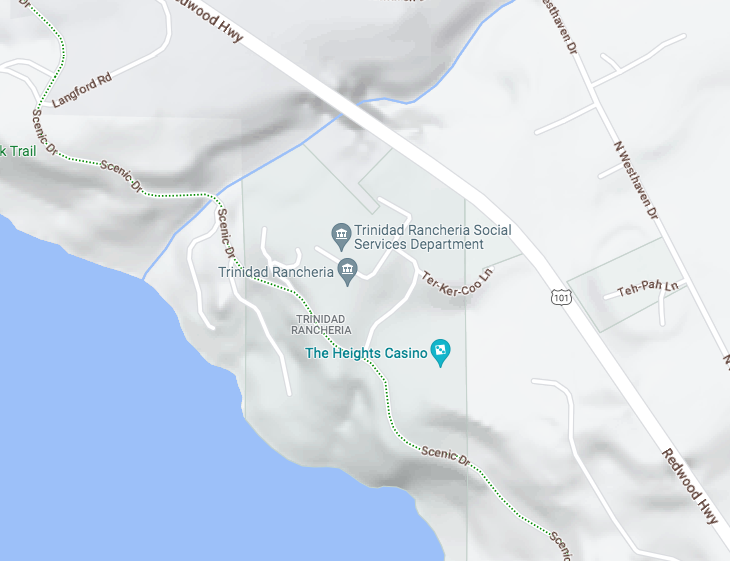 Map showing a community with no roads crossing a highway